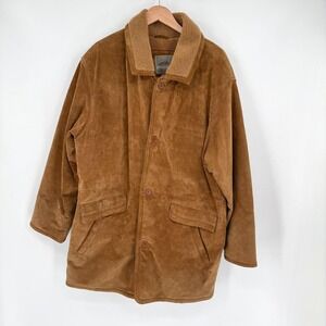 Pacific Trail Mens Tan Suede Leather Sherpa Lined Rancher Barn Coat Jacket Med